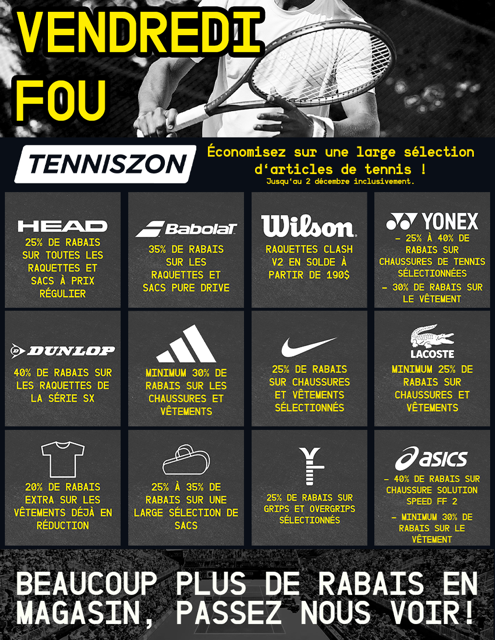 🎾 C’est le Vendredi Fou chez Tenniszon ! 🎾