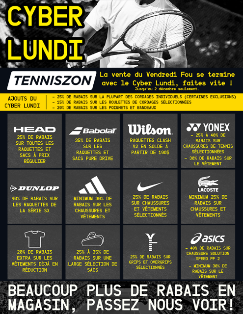 🎾 Cyber Lundi chez Tenniszon ! 🎾