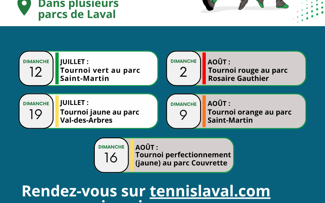 Les tournois junior sont de retour partout à Laval cet été !